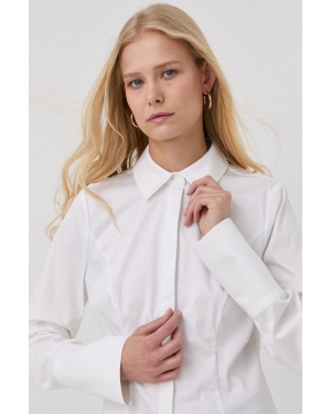 Notes du Nord koszula damska kolor biały slim z kołnierzykiem klasycznym