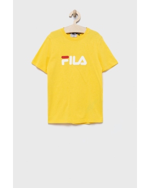 Fila t-shirt bawełniany dziecięcy kolor żółty z nadrukiem