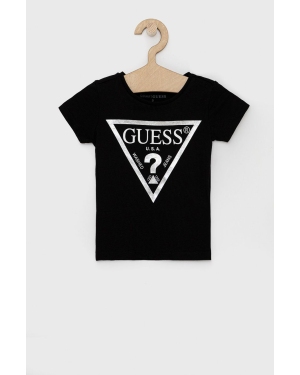 Guess T-shirt bawełniany dziecięcy kolor czarny