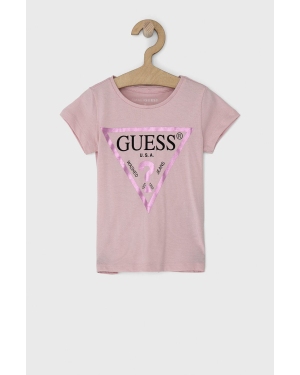 Guess T-shirt bawełniany dziecięcy kolor różowy