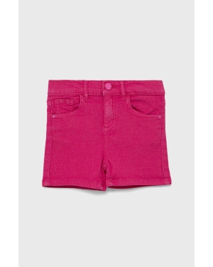 Guess Szorty jeansowe dziecięce kolor różowy gładkie regulowana talia