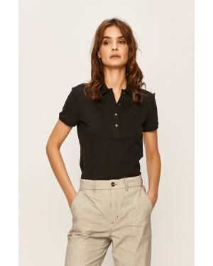 Lacoste T-shirt PF5462 damski kolor czarny z kołnierzykiem PF5462-001