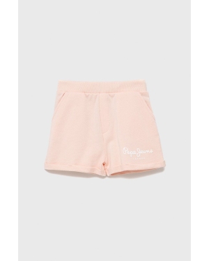 Pepe Jeans szorty bawełniane dziecięce Rosemery kolor różowy z nadrukiem regulowana talia