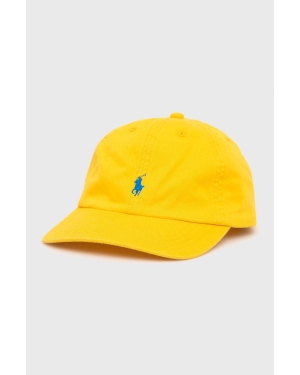 Polo Ralph Lauren czapka bawełniana dziecięca 323785653033 kolor żółty gładka