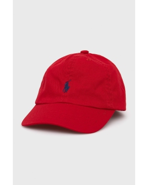 Polo Ralph Lauren czapka bawełniana dziecięca 321552489003 kolor czerwony gładka