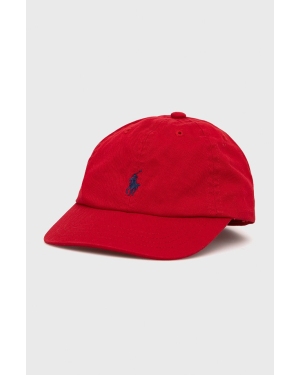 Polo Ralph Lauren czapka bawełniana dziecięca 320552489003 kolor czerwony gładka