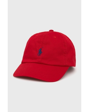 Polo Ralph Lauren czapka bawełniana dziecięca 322552489003 kolor czerwony gładka