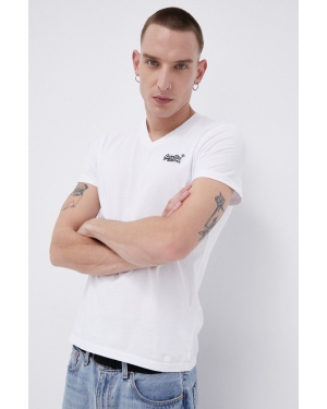 Superdry T-shirt bawełniany kolor biały z aplikacją