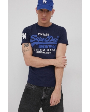 Superdry T-shirt męski kolor granatowy gładki