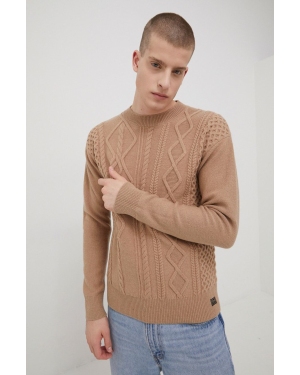 Superdry sweter wełniany męski kolor beżowy