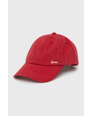 Superdry czapka kolor czerwony gładka