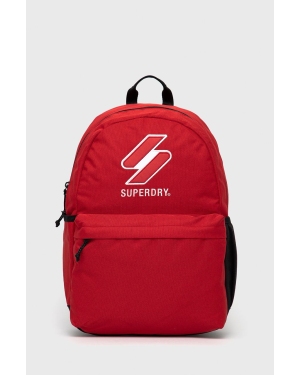 Superdry plecak damski kolor czerwony duży z aplikacją