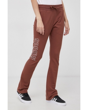 adidas Originals Spodnie HF6772 damskie kolor brązowy gładkie