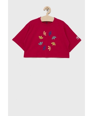 adidas Originals t-shirt bawełniany dziecięcy HE4776 kolor różowy