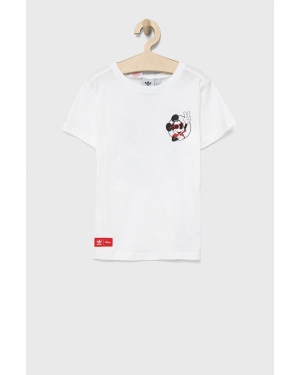 adidas Originals t-shirt bawełniany dziecięcy x Disney HF7576 kolor biały z nadrukiem