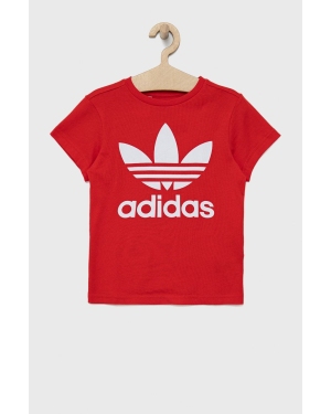 adidas Originals t-shirt bawełniany dziecięcy HC9586 kolor czerwony z nadrukiem