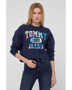 Tommy Jeans Bluza bawełniana DW0DW12048.PPYY damska kolor granatowy z nadrukiem