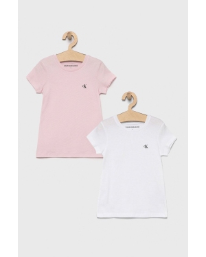 Calvin Klein Jeans T-shirt bawełniany dziecięcy (2-pack) IG0IG01258.PPYY kolor różowy