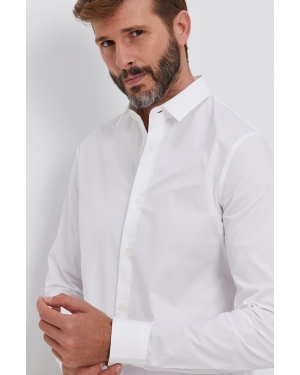Calvin Klein Jeans Koszula J30J319065.4890 męska kolor biały slim z kołnierzykiem klasycznym