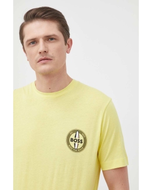 BOSS t-shirt 50469499 męski kolor żółty z nadrukiem