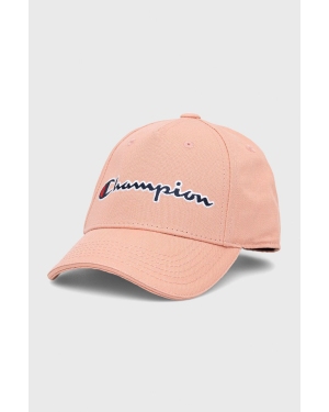 Champion czapka bawełniana dziecięca 805555. kolor różowy z aplikacją