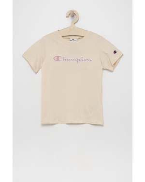 Champion t-shirt bawełniany dziecięcy 404336 kolor beżowy