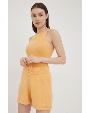 Karl Kani szorty damskie kolor pomarańczowy gładkie high waist