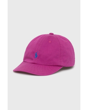 Polo Ralph Lauren czapka bawełniana dziecięca 322785653028 kolor różowy gładka