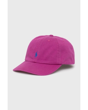 Polo Ralph Lauren czapka bawełniana dziecięca 323785653028 kolor różowy gładka