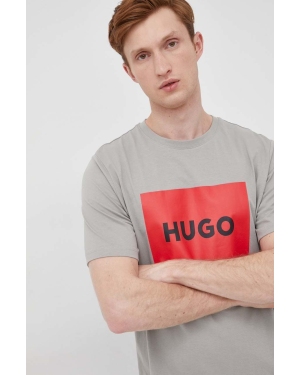 HUGO t-shirt bawełniany 50467952 kolor zielony z nadrukiem