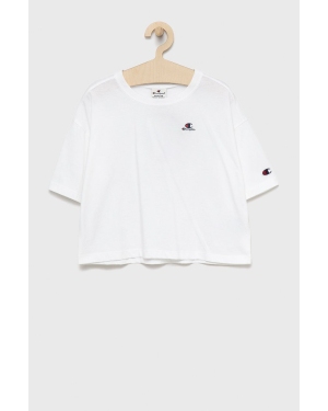 Champion t-shirt bawełniany dziecięcy 404337 kolor biały