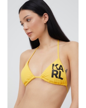 Karl Lagerfeld biustonosz kąpielowy KL22WTP01 kolor żółty lekko usztywniona miseczka