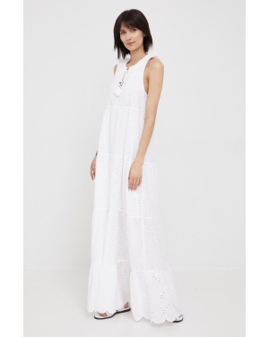 Pepe Jeans sukienka bawełniana NATHAN kolor biały maxi prosta