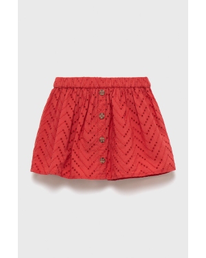 United Colors of Benetton spódnica bawełniana dziecięca kolor czerwony mini rozkloszowana
