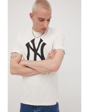 47brand t-shirt bawełniany MLB New York Yankees kolor beżowy z nadrukiem