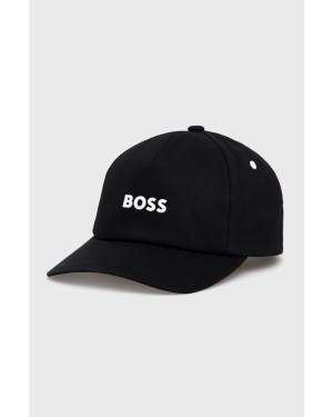 Boss Orange czapka bawełniana 50468094 kolor czarny z aplikacją