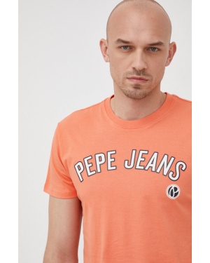Pepe Jeans t-shirt bawełniany ALESSIO kolor pomarańczowy z nadrukiem