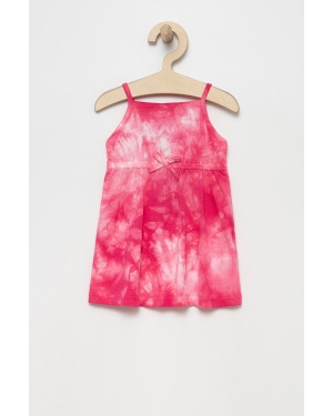 United Colors of Benetton sukienka bawełniana dziecięca kolor różowy midi prosta
