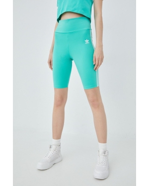 adidas Originals szorty Adicolor HE9503 damskie kolor zielony z aplikacją high waist HE9503-HIREGR