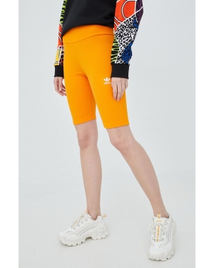 adidas Originals szorty Adicolor HF7483 damskie kolor pomarańczowy z aplikacją high waist HF7483-BORANG