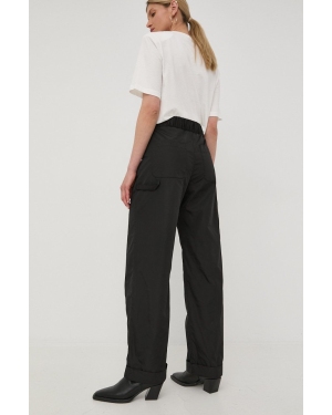 Herskind spodnie damskie kolor czarny szerokie high waist