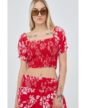 Superdry bluzka damska kolor czerwony w kwiaty