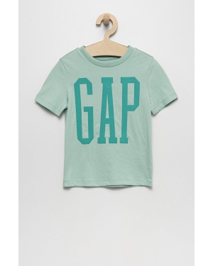 GAP t-shirt bawełniany dziecięcy kolor zielony z nadrukiem