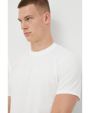 Guess t-shirt męski kolor biały z aplikacją