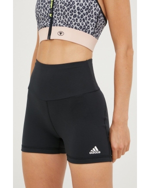 adidas szorty treningowe Yoga Essentials damskie kolor czarny gładkie high waist