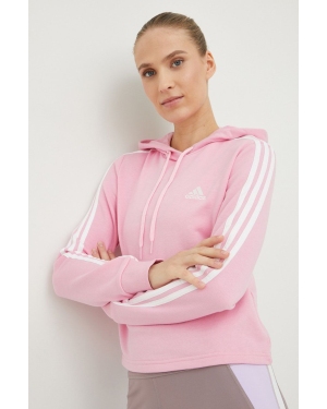 adidas bluza damska kolor różowy z kapturem z aplikacją