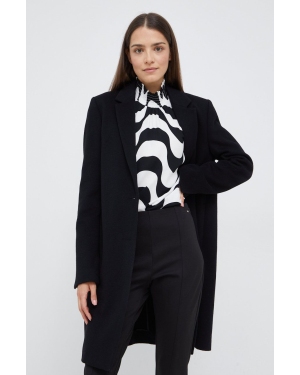Calvin Klein płaszcz wełniany kolor czarny przejściowy