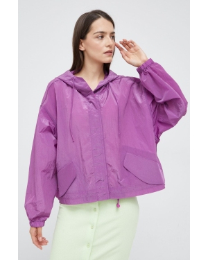 Emporio Armani kurtka damska kolor fioletowy przejściowa oversize