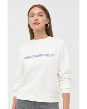 Karl Lagerfeld bluza bawełniana 225W1804 damska kolor biały z aplikacją