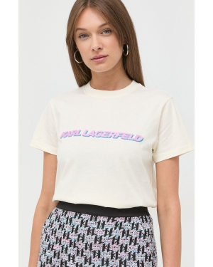 Karl Lagerfeld t-shirt bawełniany 225W1701 kolor beżowy